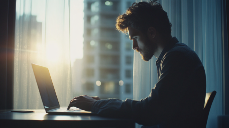 A Person Managing Business Documents on A Laptop