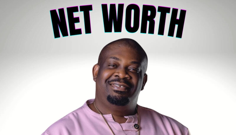 Don Jazzy smiling in a light pink outfit with 'Net Worth' text above