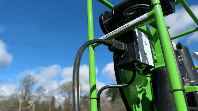 Power connection on a solar-powered irrigation system used on a 5-acre veggie farm