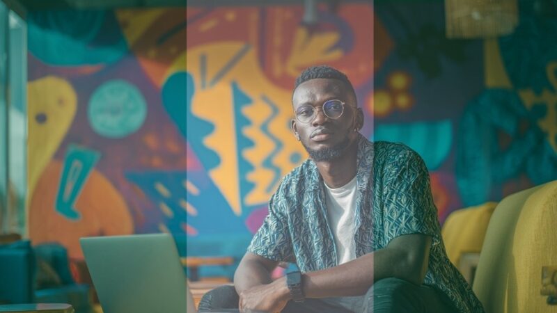 Nigerian freelancer in a Lagos coworking hub