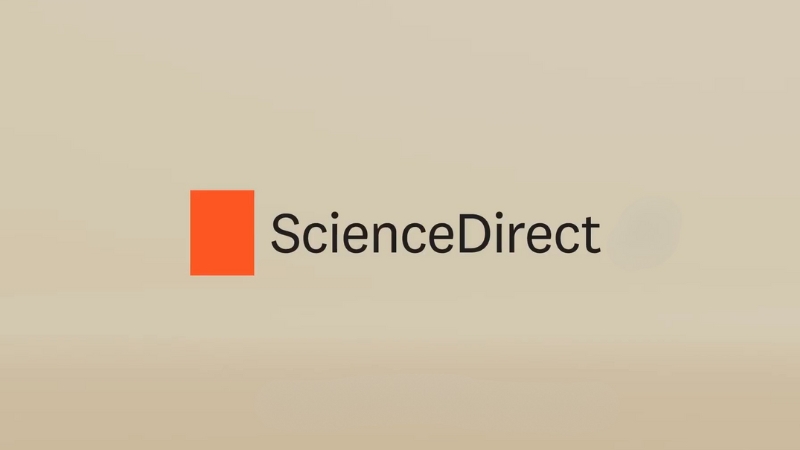 ScienceDirect logo displayed on a simple beige background