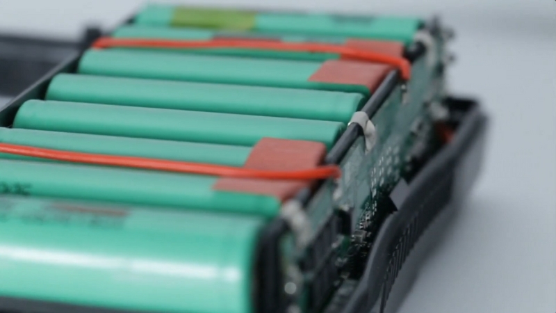 Close-up of lithium battery cells used to illustrate LiFePO4 vs. Lead Acid cycle life comparison